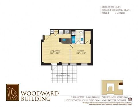 Floor Plan O Woodward at The Woodward Building Apartments, Washington, DC 20005